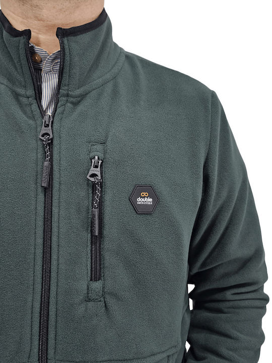 Men's Fleece Cardigan Forest Green