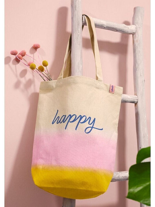 Moses Happy Υφασμάτινη Τσάντα για Ψώνια σε Μπεζ χρώμα Moses Happy Υφασμάτινη Τσάντα για Ψώνια σε Μπεζ χρώμα