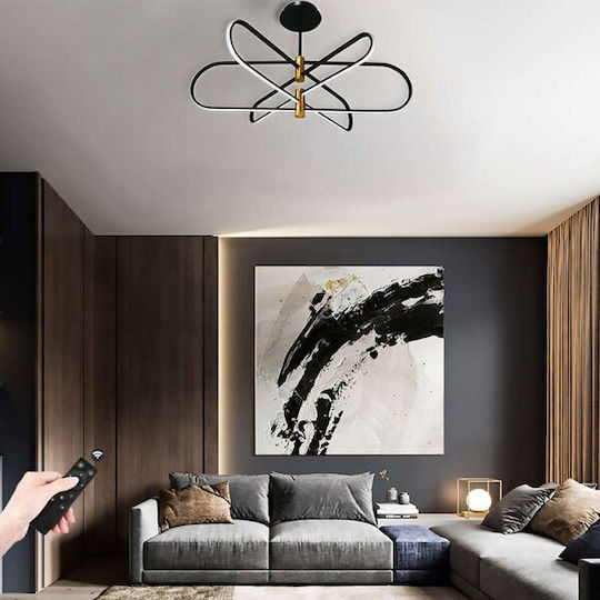 Leggenda Ceiling Mount Light 90cm Black with Integrated LED and Remote Control