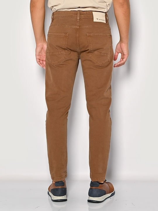 Men's Slim Fit Elastic Jeans Pants Brown