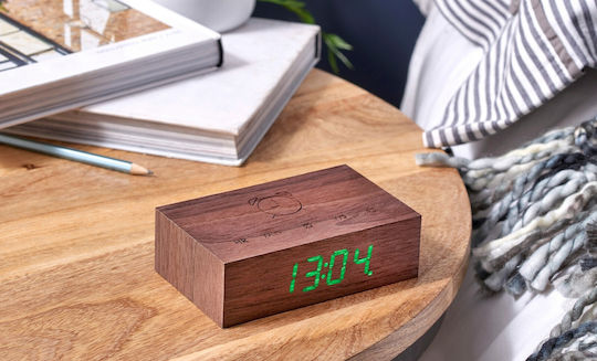 Gingko Gingko Tischuhr Digital LED Holz mit Wecker Beige G003W8