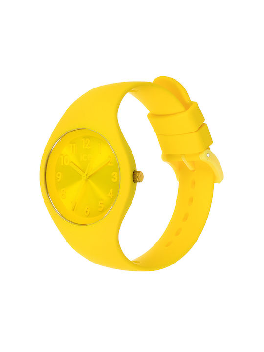 Ice Uhr mit Gelb Kautschukarmband