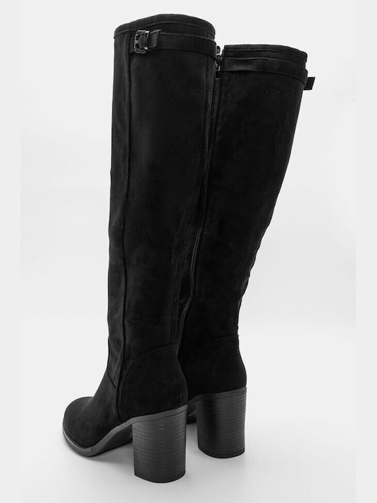 Luigi Suede Women's Boots with High Heel Black