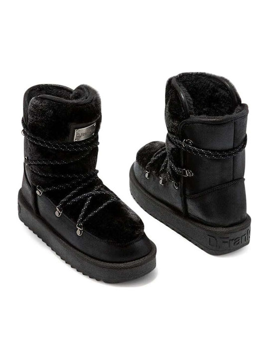 Nordic Damenstiefel Schnee mit Pelz Schwarz