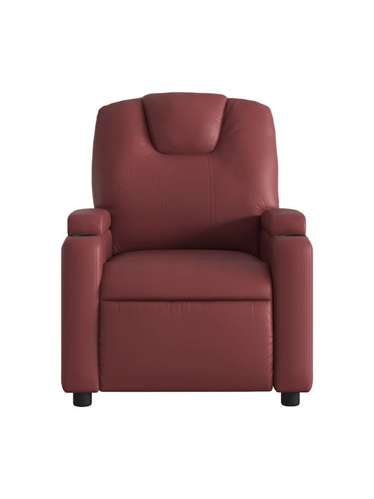 Relax Armchair with Footstool from Leatherette Burgundy 74x88x97cm