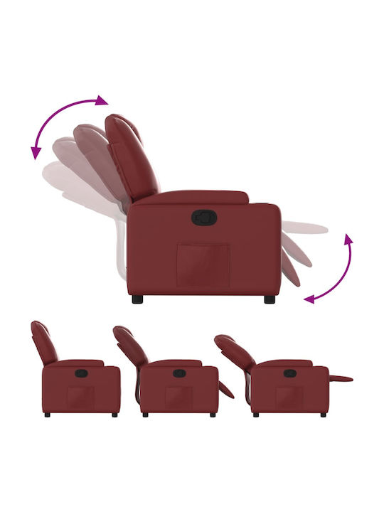 Relax Armchair with Footstool from Leatherette Burgundy 74x88x97cm