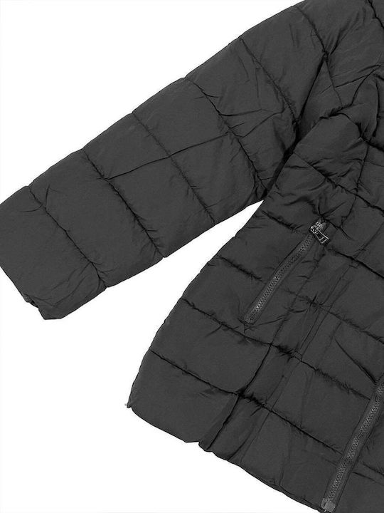 Lang Damen Puffer Jacke für Winter Black