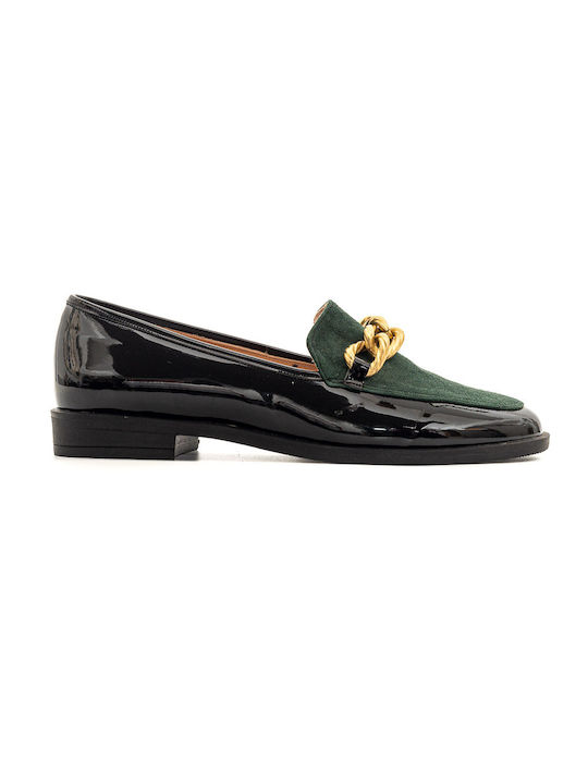 Politis shoes Patent Leather Women's Moccasins in Black Color