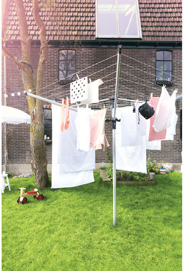 Brabantia Lift-O-Matic Advance Folding Floor Clothes Drying Rack for Garden Metallic with Hanging Length 50m