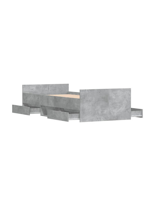 Bett Einzelbett Holz Gray mit Latten für Matratze 100x200cm