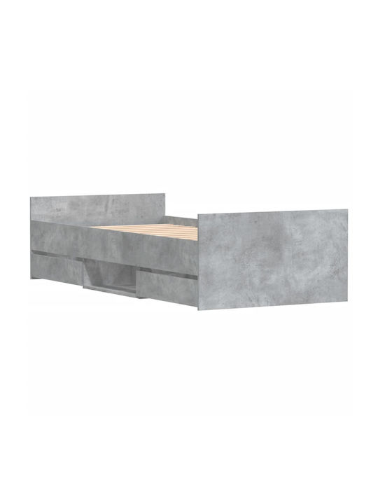 Bett Einzelbett Holz Gray mit Latten für Matratze 100x200cm