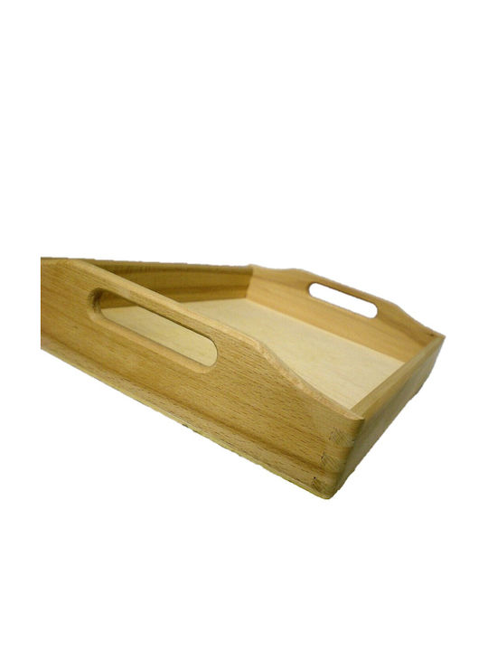 Wooden Rectangular Serving Tray with Handles in Brown Color 1pcs