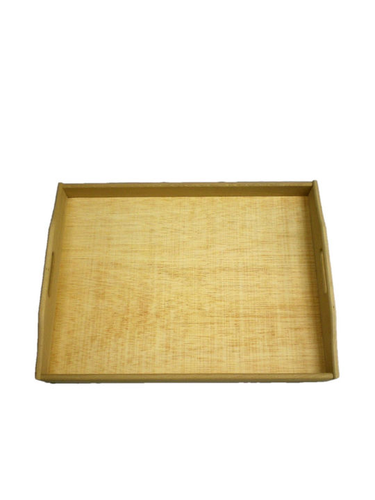 Wooden Rectangular Serving Tray with Handles in Brown Color 1pcs