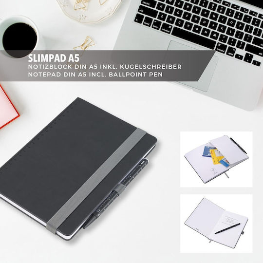 Troika Slimpad Notebook A5 with Pen Holder Black