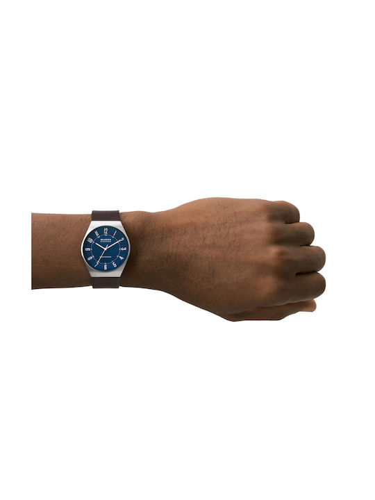 Skagen Grenen Watch Solar with Brown Leather Strap