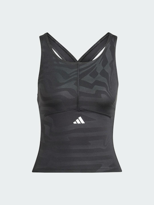 Adidas Printed Damen Sportliches Crop Top Ärmellos Schnell trocknend Schwarz