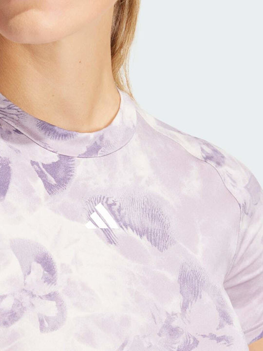 Adidas Essentials Aop Women's Athletic T-shirt Floral Purple