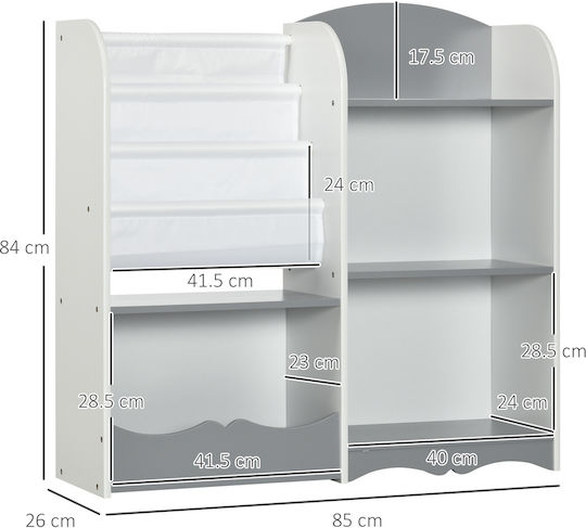 Kids Wooden Bookcase Gray 85x26x84cm