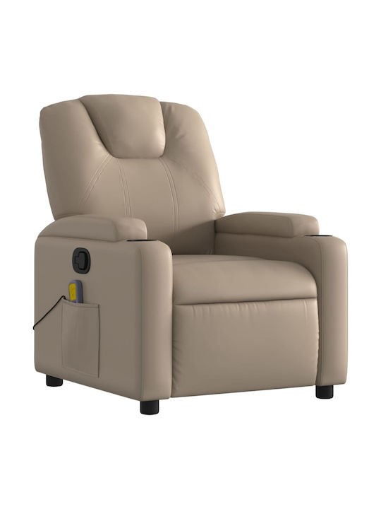Πολυθρόνα Relax Massage με Υποπόδιο από Δερματίνη Καπουτσίνο 74x88x97cm