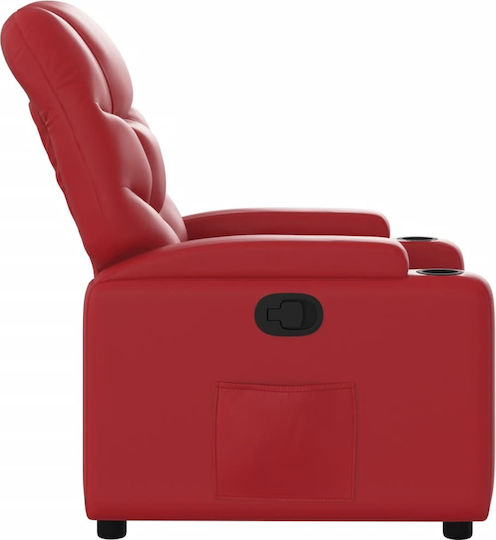 Πολυθρόνα Relax με Υποπόδιο από Δερματίνη Κόκκινη 74x89x100cm