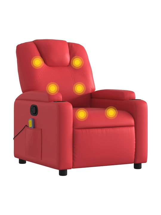 Relax Armchair Massage with Footstool from Leatherette Red 74x89x100cm