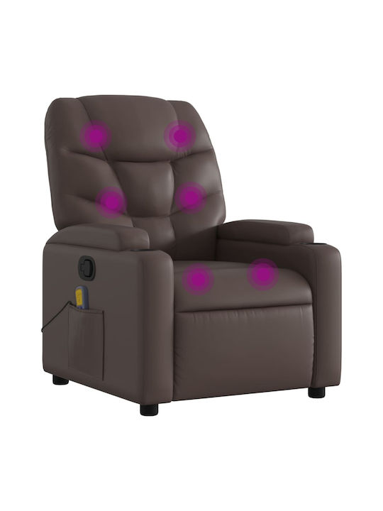 Πολυθρόνα Relax Massage με Υποπόδιο από Δερματίνη Καφέ 74x89x100cm