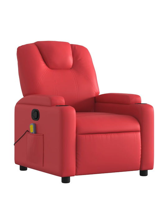 Relax Armchair Massage with Footstool from Leatherette Red 74x89x100cm