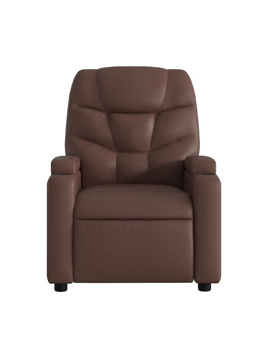 Πολυθρόνα Relax Massage με Υποπόδιο από Δερματίνη Καφέ 74x89x100cm