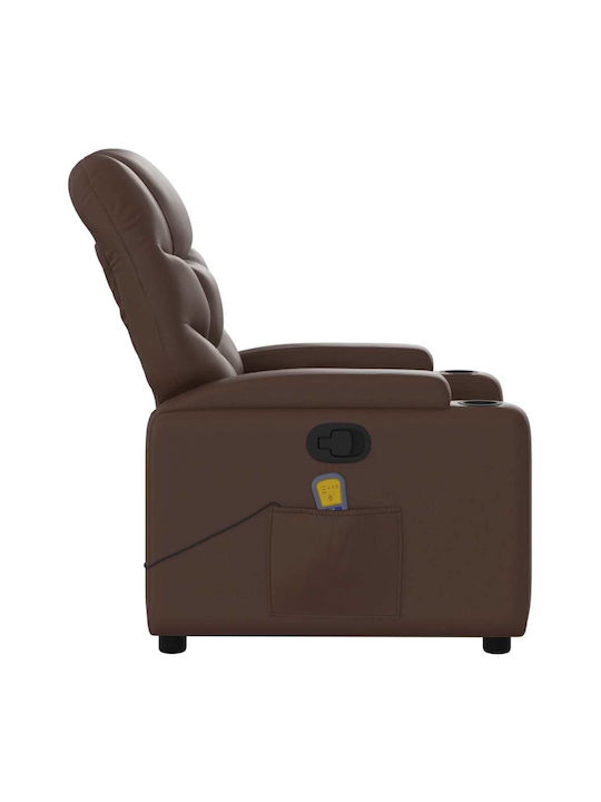 Πολυθρόνα Relax Massage με Υποπόδιο από Δερματίνη Καφέ 74x89x100cm