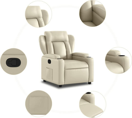 Fotoliu Relax cu Puf din Piele Ecologică Cremă 77x94.5x100cm