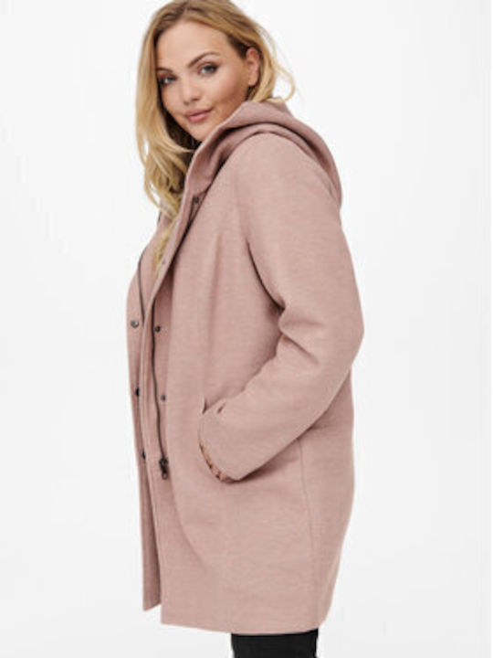 Women's Pink Coat with Buttons