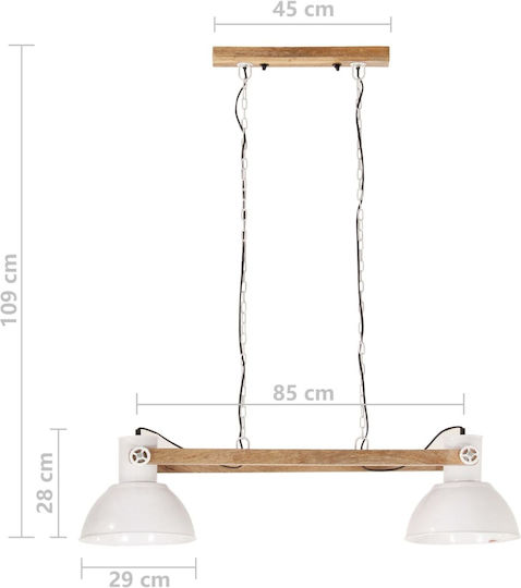 vidaXL Industrial Pendant Light White with Socket E27 29x28cm