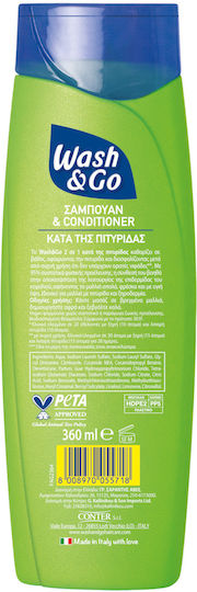 Wash & Go Σαμπουάν Kατά της Πιτυρίδας & της Ξηροδερμίας για Ξηρά Μαλλιά Μαλλιά 2x360ml