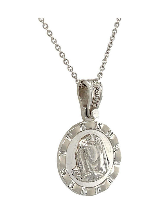 Xryseio Икони Детски Талисман с Дева Мария от Бяло злато 14K FL1144