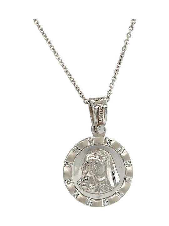 Xryseio Икони Детски Талисман с Дева Мария от Бяло злато 14K FL1144