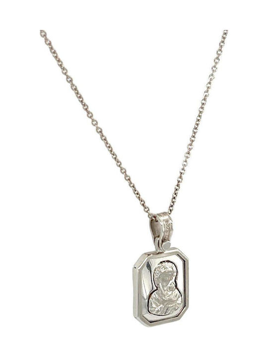 Xryseio Икони Детски Талисман с Дева Мария от Бяло злато 14K FL1137