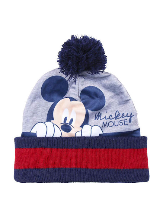 Mickey Mouse Set Căciuliță Pentru Copii Cu Fular Și Mănuși Tricotat Gri