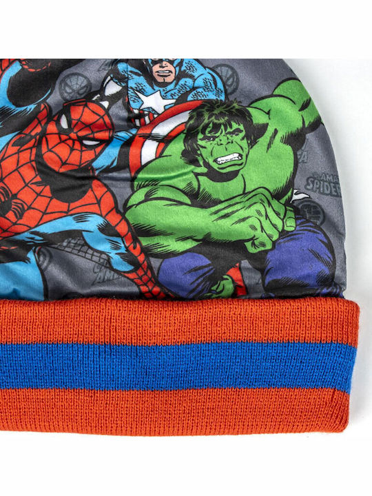 Avengers Σετ Παιδικό Σκουφάκι με Κασκόλ & Γάντια Πλεκτό Κόκκινο