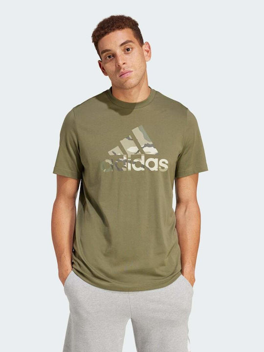 Adidas Badge Мъжко Спортно Тениска с Къс Ръкав Каки