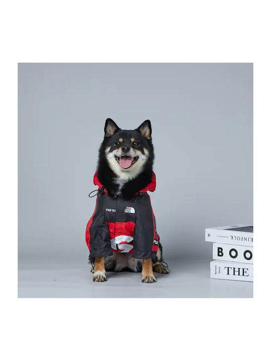 Red Waterproof Dog Coat with Hood