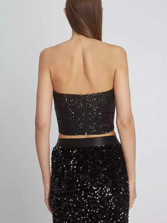 Damen Crop Top Black.