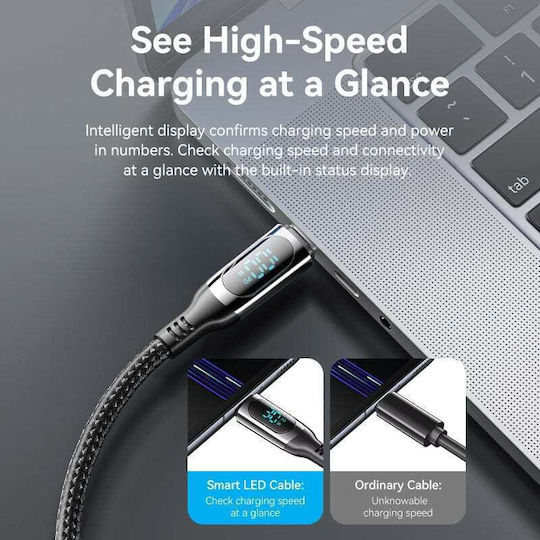 Vention LED USB 2.0 Cable USB-C Male - USB-C 100W PD Black 1.2m