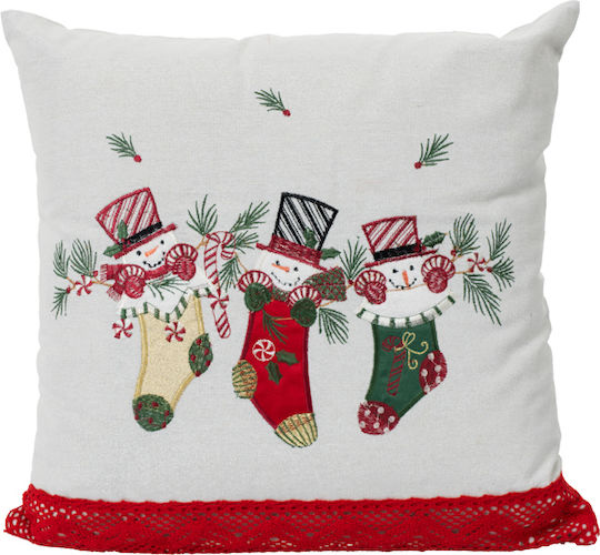 Ilis Home Коледна Декоративна Калъфка Квадратна Бял 45x45cm