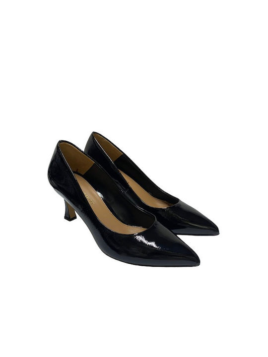 Paolo Bellucci Patent Leather Pointed Toe Black Medium Heels