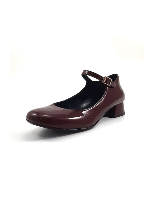 Pegabo Patent Leather Burgundy Heels with Strap