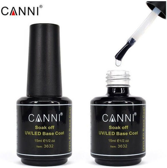 Canni Soak Off Uv Base Coat for Semi-Permanent Nail Polish 15ml