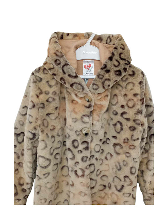 Scarabeo Kids Kids Fur Coat with Lining & Hood Tiger (Tiger)