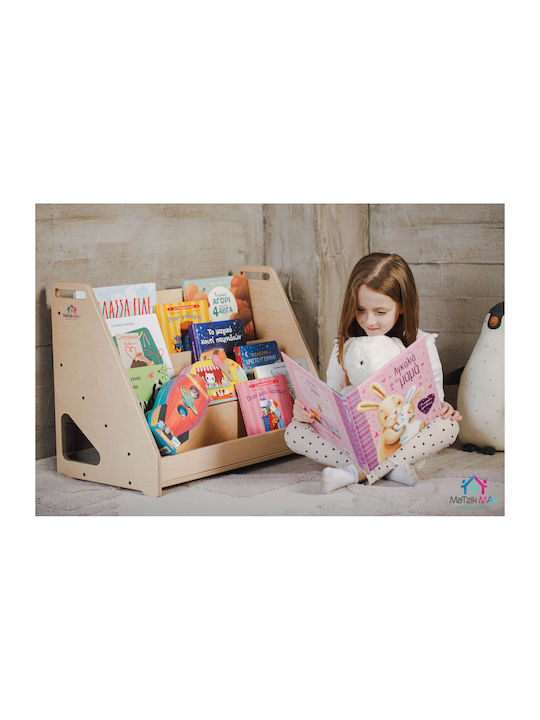 Kids Wooden Bookcase Beige 73x35x50cm