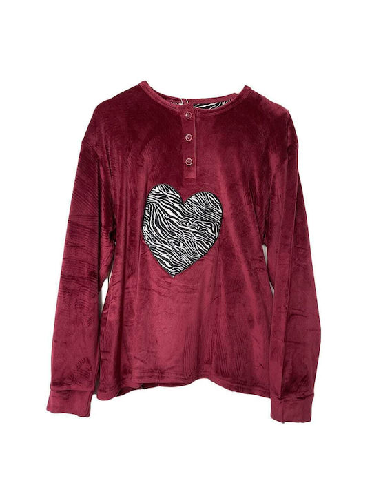 Lovelx Homewear Winter Women's Pyjama Set Velvet Bordeaux