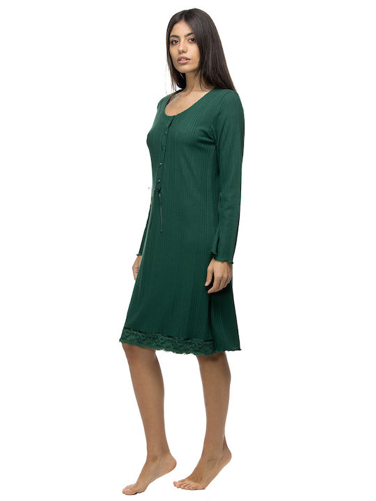 Zaboo Winter Satin Women's Nightdress Cypress